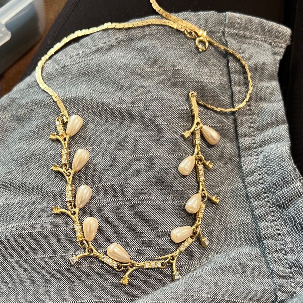 Gold and Cream Branch Necklace
